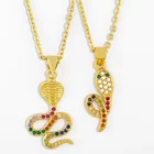 Многоцветное ожерелье в виде змеи с животными для женщин, Золотая цепочка, маленькое ожерелье с кулоном из меди и фианита, оптовая продажа ювелирных изделий nkes22
