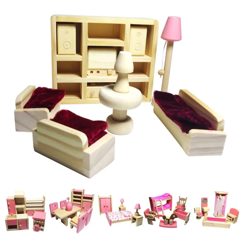 

Dollhouse Furniture Kid Toy Bathroom Kid Room Bedroom Kitchen Set