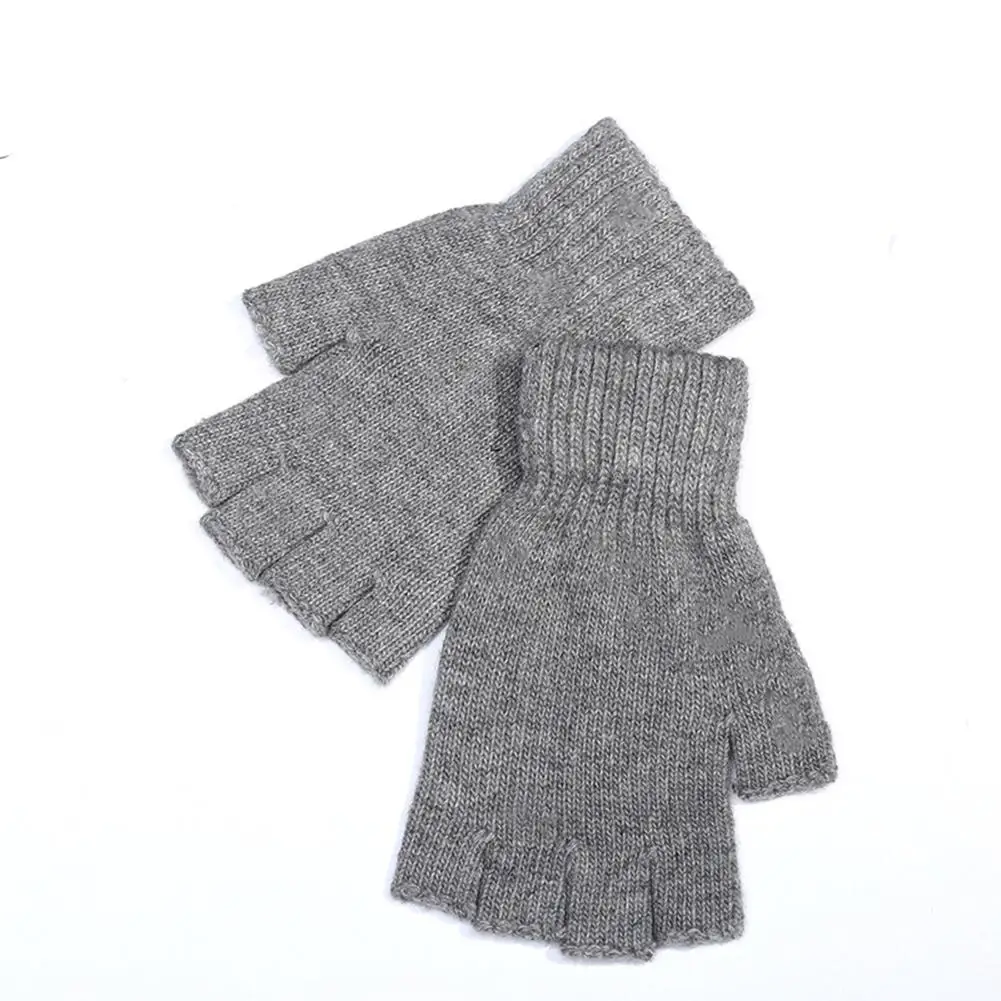 Gray Studyset мужские вязаные шерстяные уличные/домашние теплые перчатки без пальцев, митенки перчатки для верховой езды перчатки с половинными пальцами - Цвет: Gray