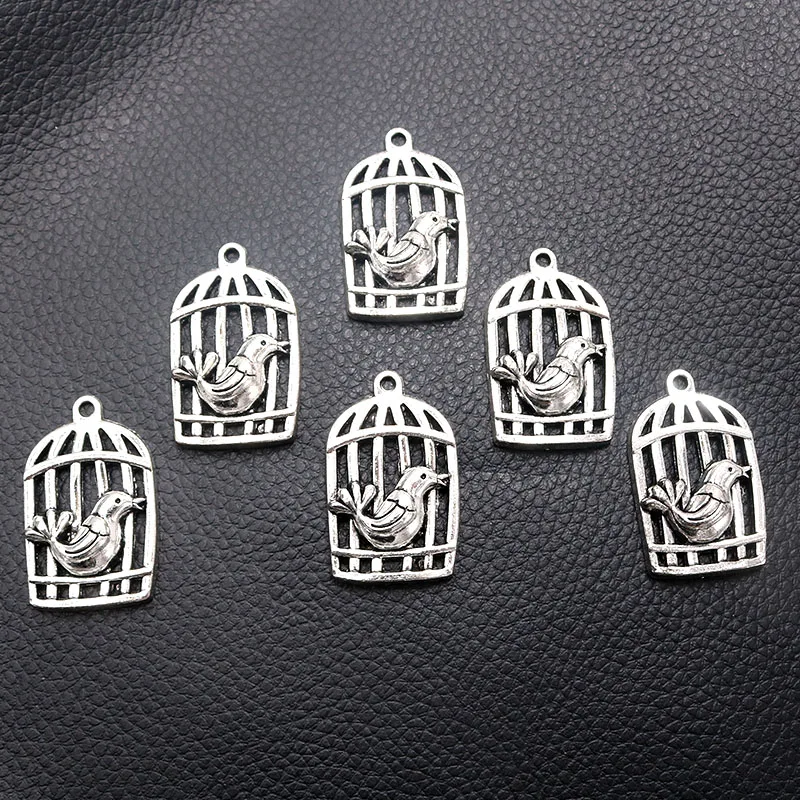 

4pcs/lot Silver Plated Bird Cage Charm Metal Pendants DIY Necklaces Bracelets Jewelry Handicraft Accessories 34*22mm P441