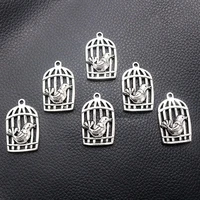 4pcslot silver plated bird cage charm metal pendants diy necklaces bracelets jewelry handicraft accessories 3422mm p441