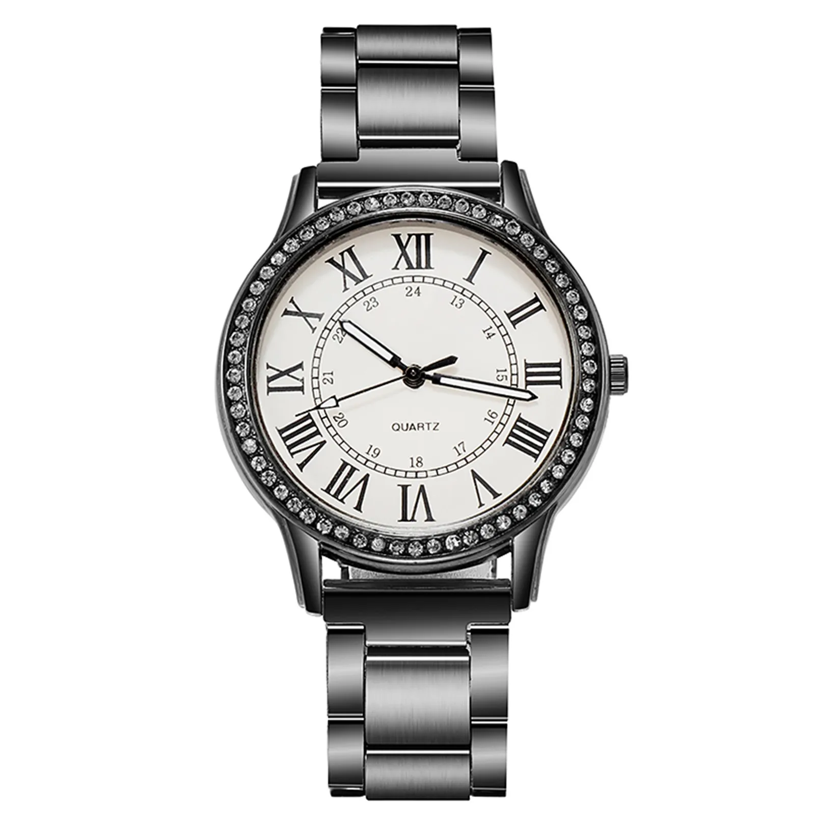 

Ladies Diamond-Studded Luminous Retro Female Watch Leather Belt Quartz Watch Women Simplicity Casual Decoration Wristwatches#1