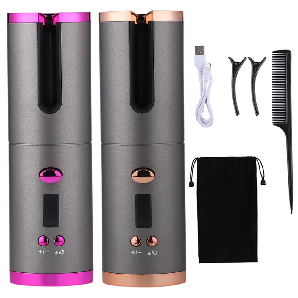 

Portable Cordless Automatic Hair Curling Iron Hair Curler USB Rechargeable for LCD Display Curly Machine Rotating Curling