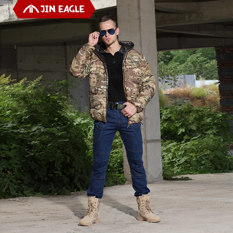 

Hooded Jacket Print Zipper Winter Jacket Men Military Parkas Coat Male Thick Outwear Nylon Camouflage