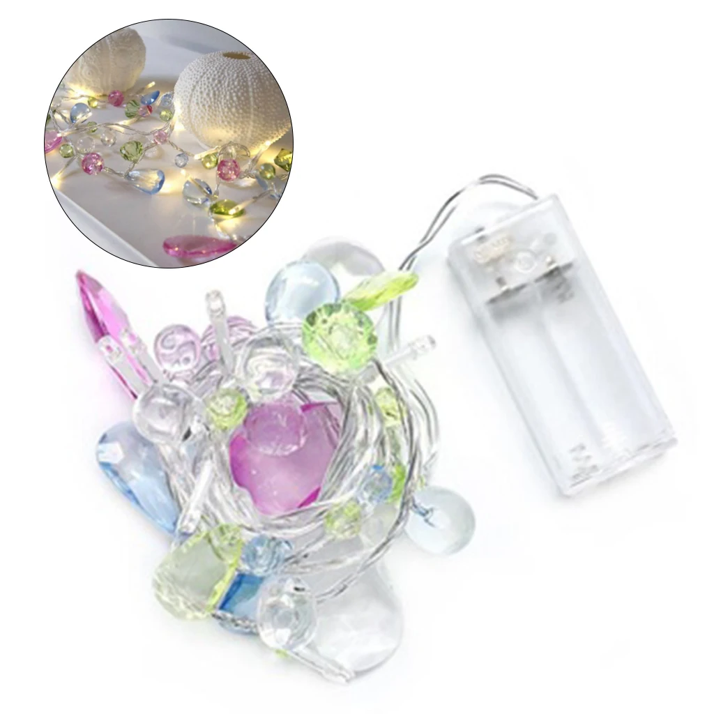 10 LED Fairy Crystal Bead String Light Christmas Tree Garland Battery Decorative Holiday Christmas Wedding Party Home Decor