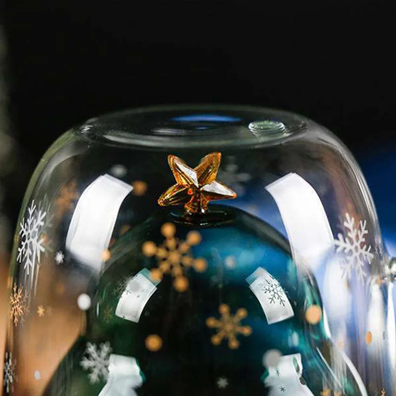 LemonBest двухслойная стеклянная чашка для воды со звездами на рождественскую елку