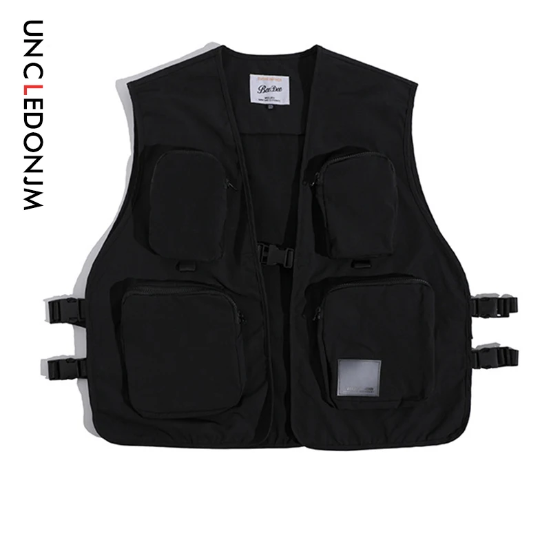 UNCLEDONJM хип-хоп безрукавки жилет карго с карманом сзади глаз-Сращивание военная