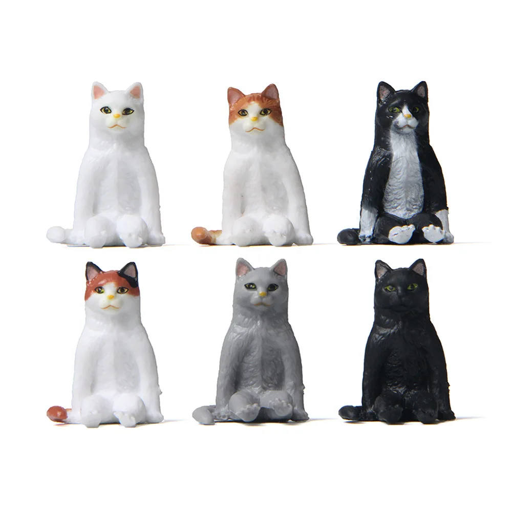 

6Pcs Sitting Cat Action Figures Mini Kitten Home Desk Decor PVC Figurine Miniature Kids Toys