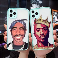 hiphop rap singer 2pac tupac shakur phone case blue transparent matte for iphone 7 8 11 12 s pro x xs xr max plus cover shell