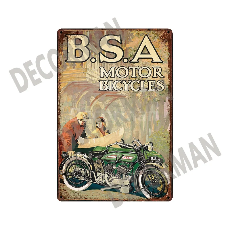 [DecorMan] untuk) BSA TT Мотор металлические знаки Плакаты Винтаж Утюг Живопись