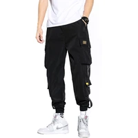 mens ribbons pockets cargo harem pants 2022 hip hop casual male tatical joggers trousers fashion casual streetwear pants