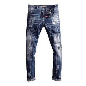 Мужские облегающие джинсы, рваные джинсы в итальянском стиле, брюки в стиле хип-хоп, уличная одежда, байкерские джинсы, 2020