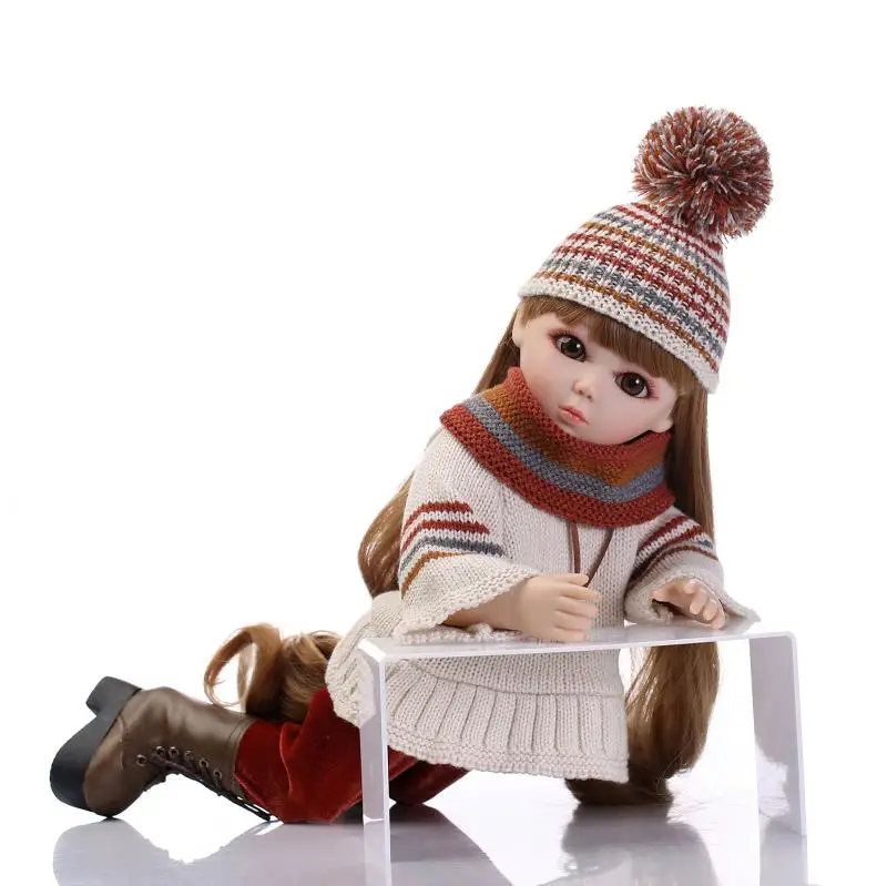Кукла BJD 45 см красивые игрушки для девочек с вязаным крючком свитером виниловая
