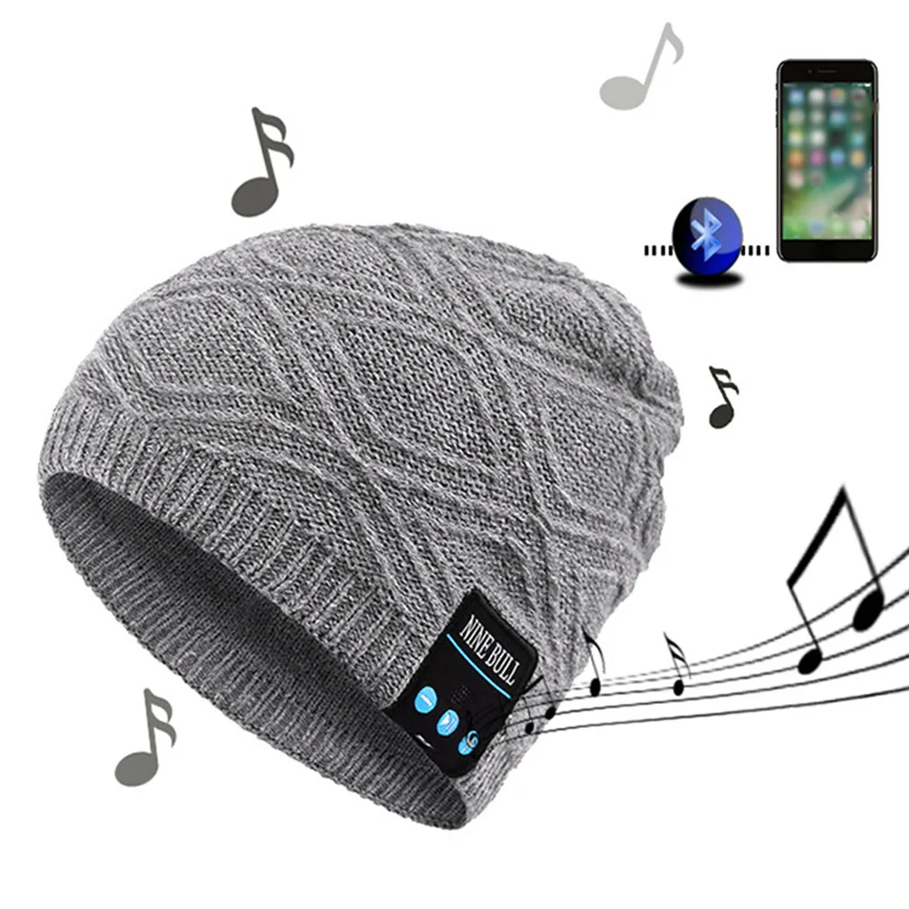 

Беспроводные наушники со встроенным микрофоном, HD стерео, стирающаяся Шапка-бини для активного отдыха, для бега, зимняя теплая вязаная шапк...