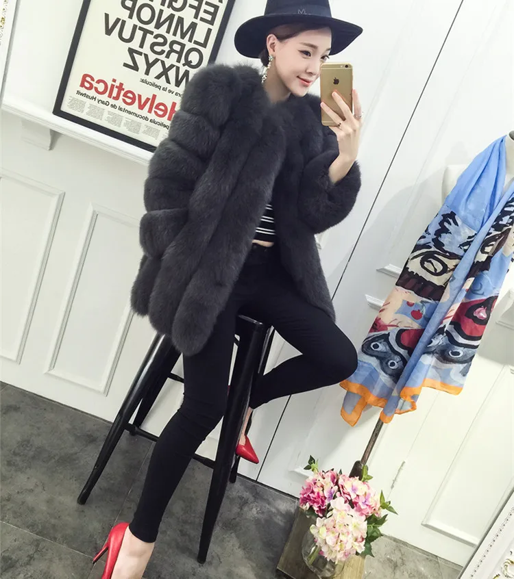 Women's fur coat women's autumn and winter 2021 new real fox fur fashion slim mid-length fur coat women enlarge