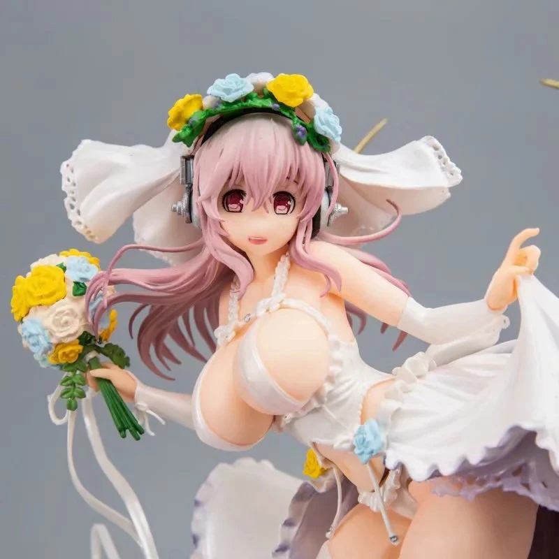 

30cm Japan Anime SUPER SONICO 10th Anniversary Animation Toys Wedding Dress Sexy Girls Adult Action Figures Anime Figure Girl