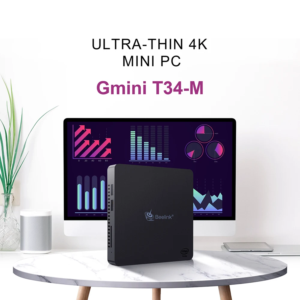 Beelink Женский мини-ПК Intel Apollo Lake Celeron N3450 Quad Core DDR4 6 ГБ 128 Гб SSD Windows 10 Настольный