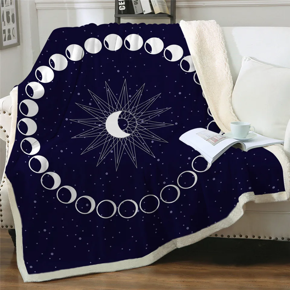Постельные принадлежности Outlet Moon Eclipse меняющееся бархатное плюшевое пледы одеяло Galaxy с принтом шерпа одеяло для дивана пейзаж постельные принадлежности пледы