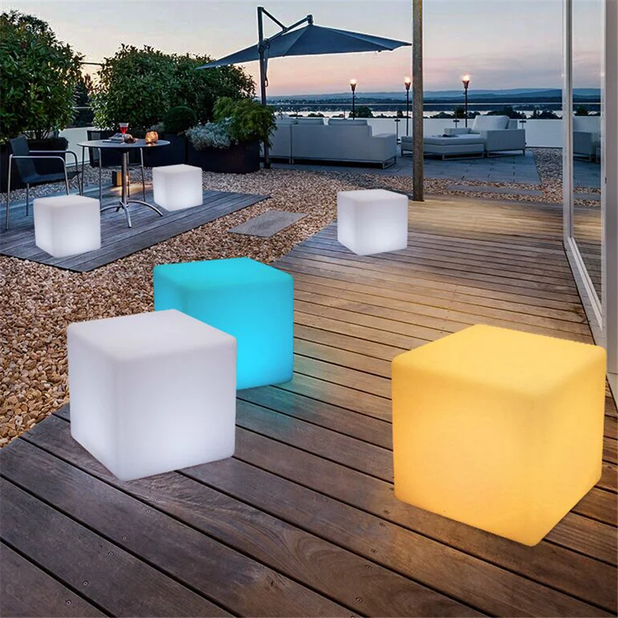 

1PC Rechargeable LED Light Cube Stool Waterproof Night Light with Remote RGBW Changeable Cube Chair Light for Patio Pool Party