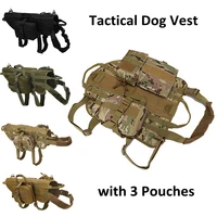 tactical service dogs vest police k9 working pet vests molle dog harness with handles multi purpose pouch water bottle holder