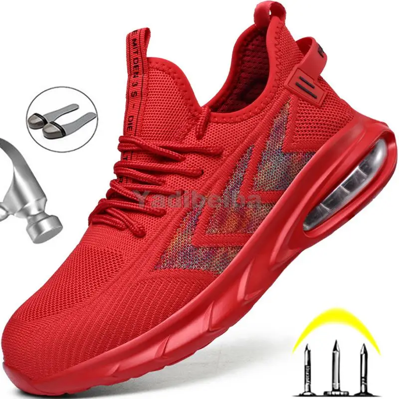 

Men Women Safety Shoes Steel Toe Work Sneakers Breathable Lightweight Work Shoes Anti-puncture Safety Work Boots Footwear 2021