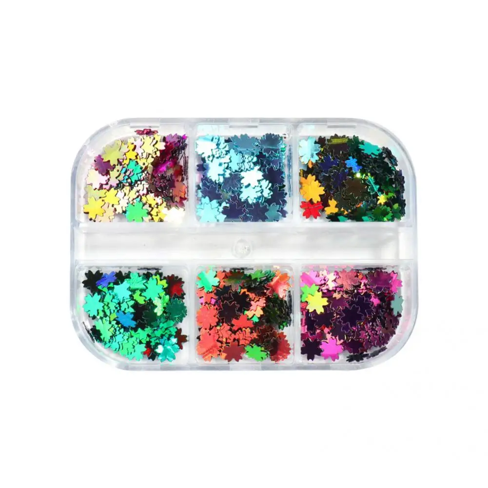 

50% Hot Sale 6Grids/Box Flower Style Nail Flake Reflective Ultra Thin Nail Sequins Summer Glitter Decorations Charms for Manicur