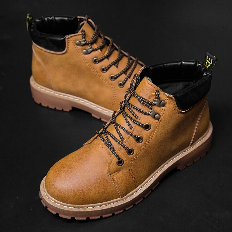 Мужские классические зимние ботинки PUPUDA черные повседневные ковбойские с