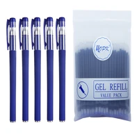 55pcslot 0 38mm0 5mm black blue ink gel pen refills set bulletneedle tip rod gel pens for school office writing stationery