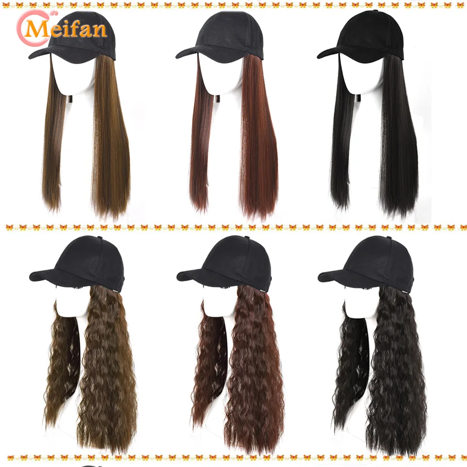 MEIFNA бейсболка парик из синтетических волос черный коричневый цвет длинные