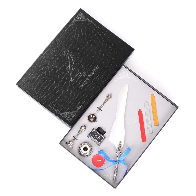 Разноцветная Европейская ретро ручка с перьями подарок на День учителя в коробке