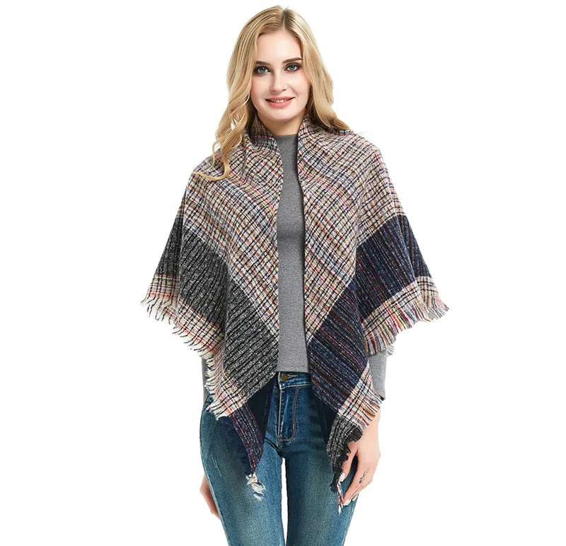 

Autumn and winter selling fine Plaid Scarf women's triangle scarf neck thin Scarf Shawl