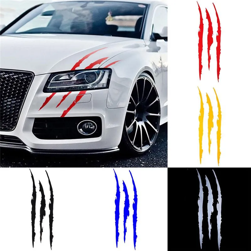 

10pcs Auto Car Sticker for Reflective Monster Claw Marks Scratch Stripe Marks Headlight Decal Dinosaur Raptor Scratches Decor