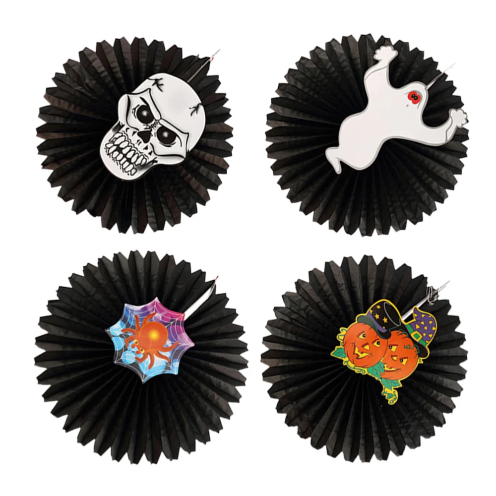 4 шт. бумажный вентилятор для Хэллоуина Складной креативный уникальный орнамент