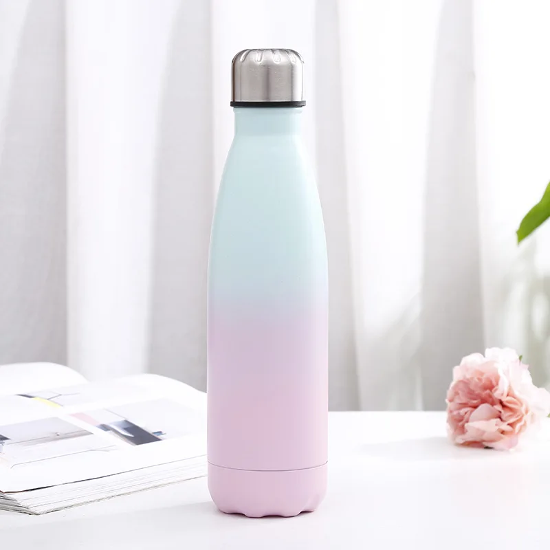 

Macaron Gradient Color Vacuum Flask Stainless Steel Simple Korean Style Water Bottle Long-lasting Insulation, Drop-proof
