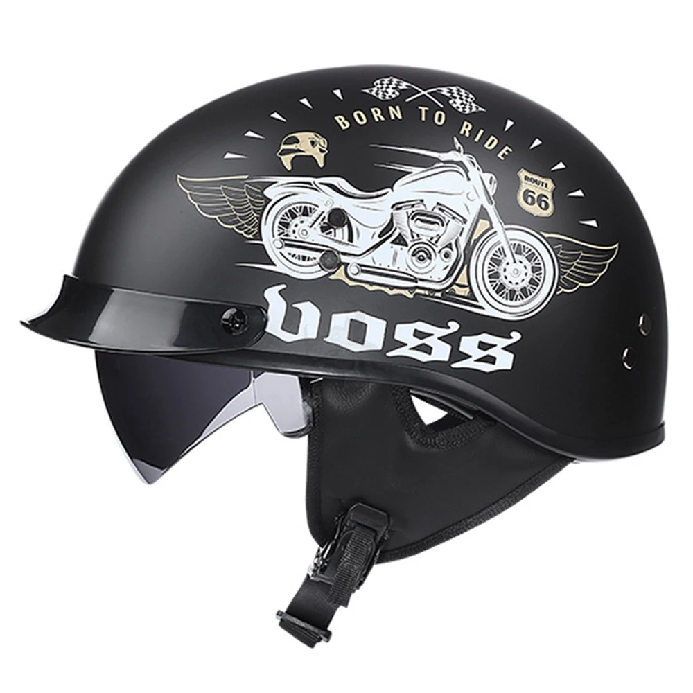 

Мотоциклетный шлем VOSS в горошек, ретро-стиль, винтажный полулицевой дышащий, для езды на мотоцикле, скутера, летняя модель