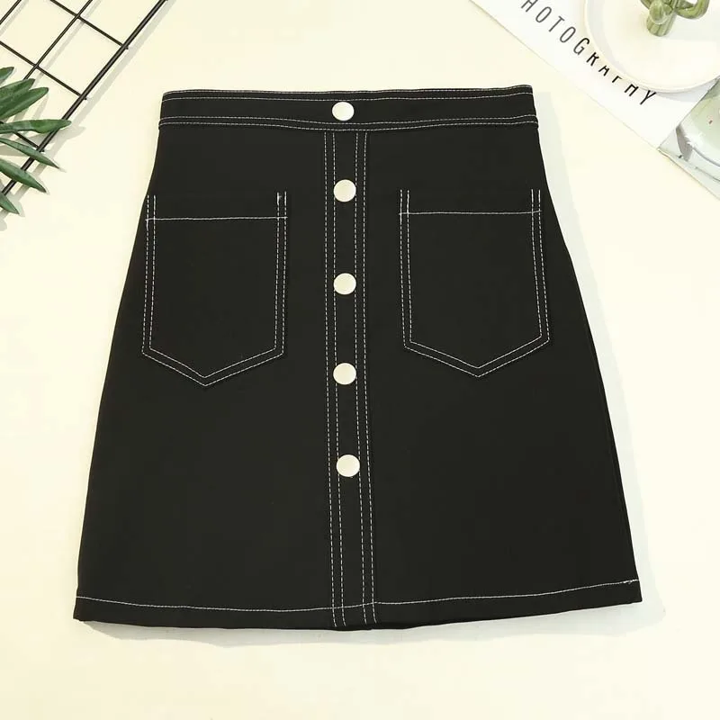 

Женские Модные однобортные короткие юбки, новая модель 2021, корейские рабочие юбки с высокой талией