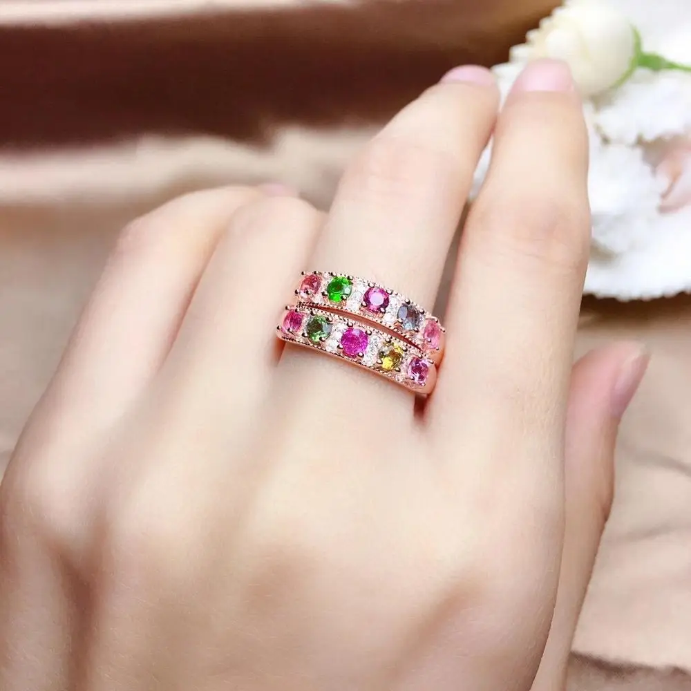 Натуральное овальное турмалиновое твердое 925 пробы Серебряное кольцо | Украшения