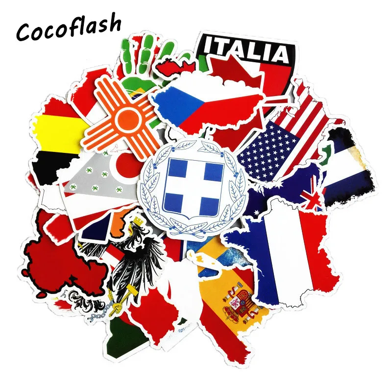 10/50 шт./лот наклейка с национальными флагами для ноутбука багажника скейтборда