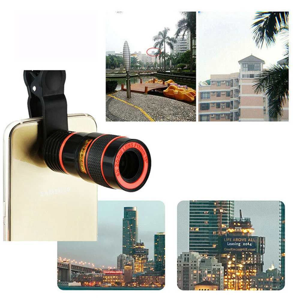 Объектив камеры телефона 8X универсальный зажим зум телескоп для сотового