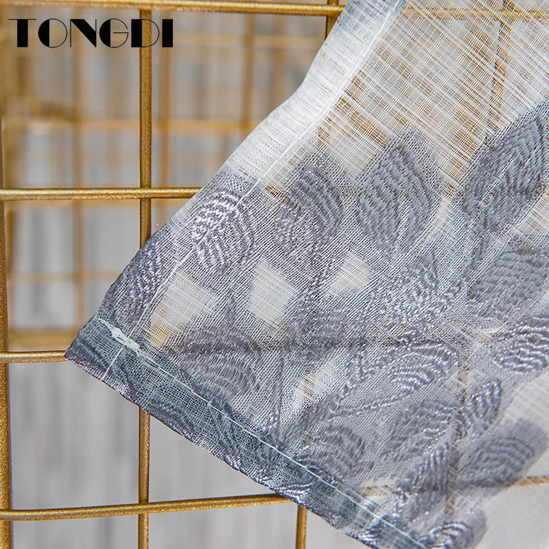 TONGDI белая Тюлевая занавеска с принтом элегантные листья Цветочное дерево