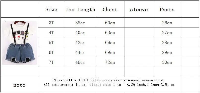 Girls Clothes Set Soldier Printed White Shirt And Jeans Shorts Overall Clothing Suit Summer Fashion Outfits Baby Kids Clothes