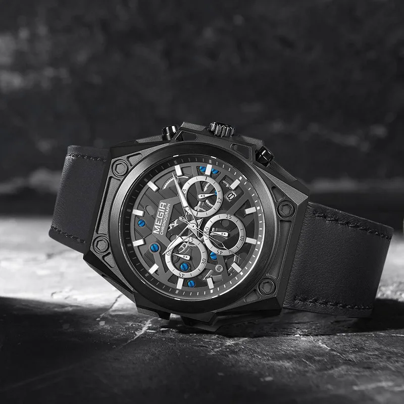 

BAOGELA Luxury Stainless Steel Watches Men 2020 Luxury Brand Sport Leather Strap Wristwatch Waterproof Chronograph Quartz Watch