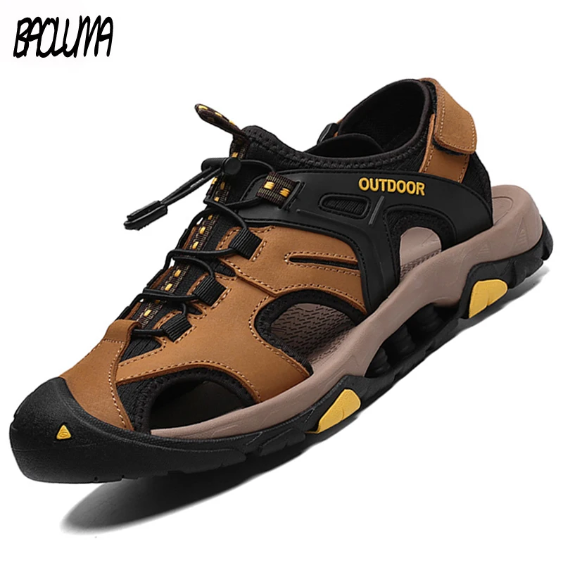 Мужские летние сандалии ручной работы кожаная мужская обувь высокого качества