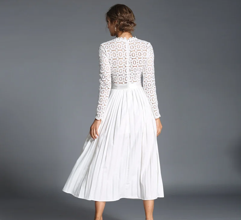 Горячая плиссированный кружевный длинной юбкой из сетчатого материала женские