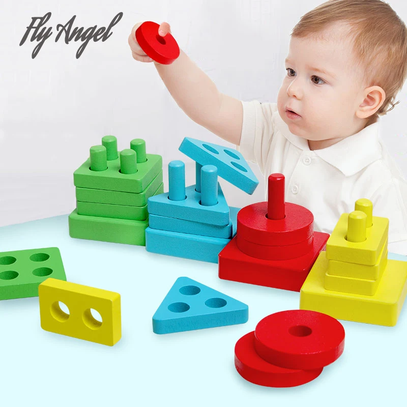 

Детские игрушки Монтессори Деревянные игрушки строительные блоки геометрическая форма соответствия Детские Обучающие Игрушки для раннег...