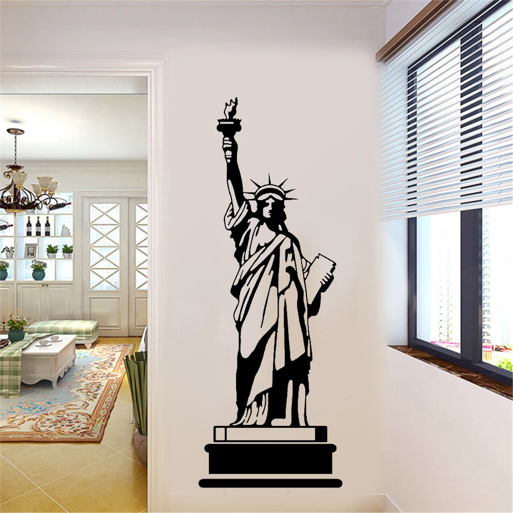Фото Модная Настенная Наклейка с изображением статуи Свободы Нью-Йорка строительная