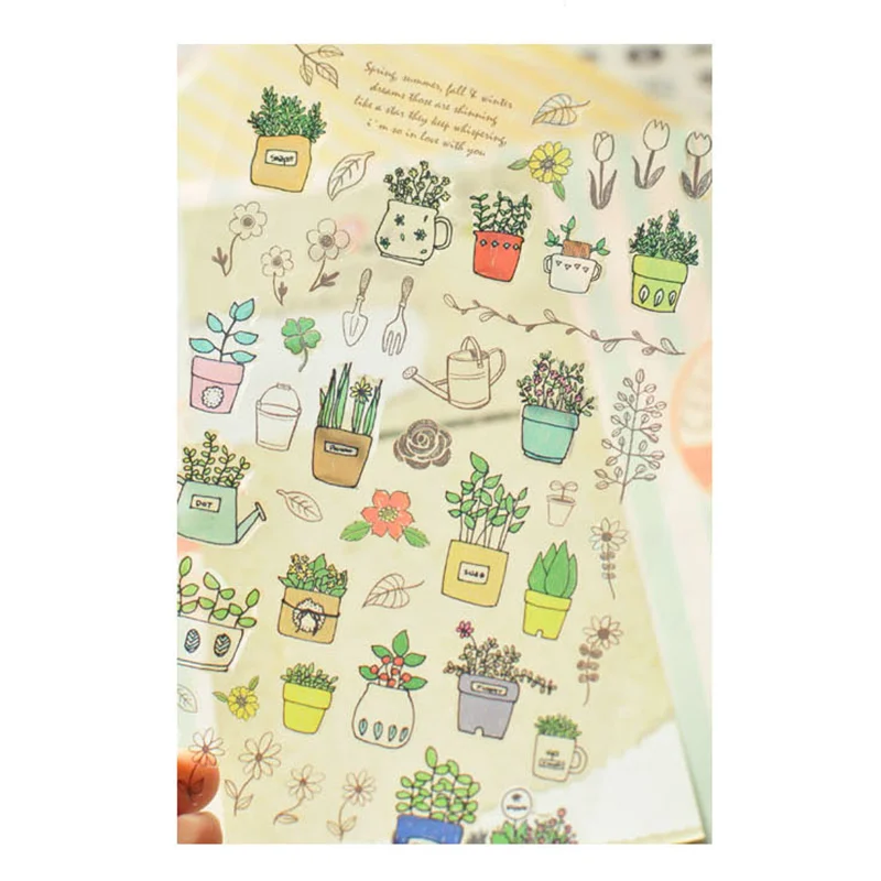 1pc Kids Stickers Potted Plants DIY Scrapbooking Decoration on Laptop Notebook Message Toys for Children Classic | Игрушки и хобби