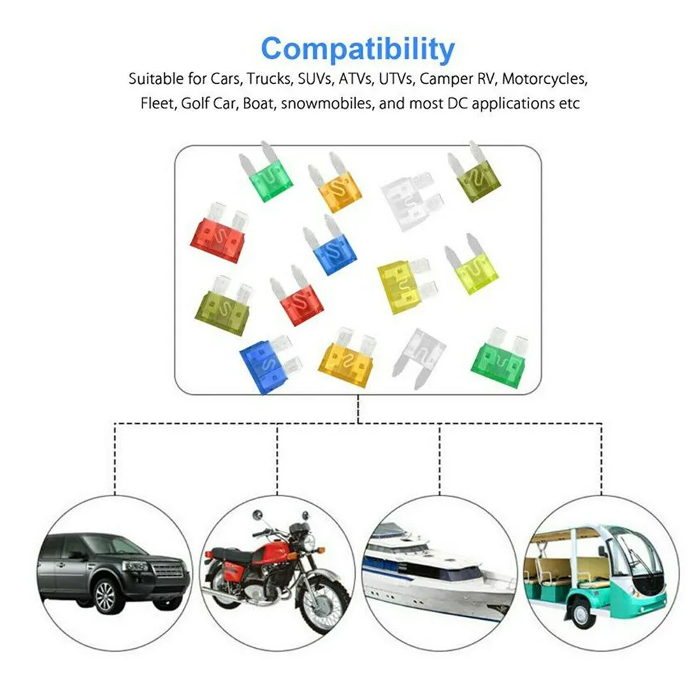 

300pcs Car Fuses Flat Fuse Medium And Small 2-40A Set Plug-in Blade Fuses Aluminum Alloy Plastic Insert Type Auto Replacement
