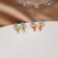 s925 full body sterling silver color balloon shaped earrings simple and versatile fresh style earrings
