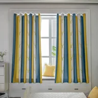 Yellow Deer Head Printing Shading Perforated Curtain Bedroom Living Room Dining Room Shading Simple Curtain Exquisite And Warm
